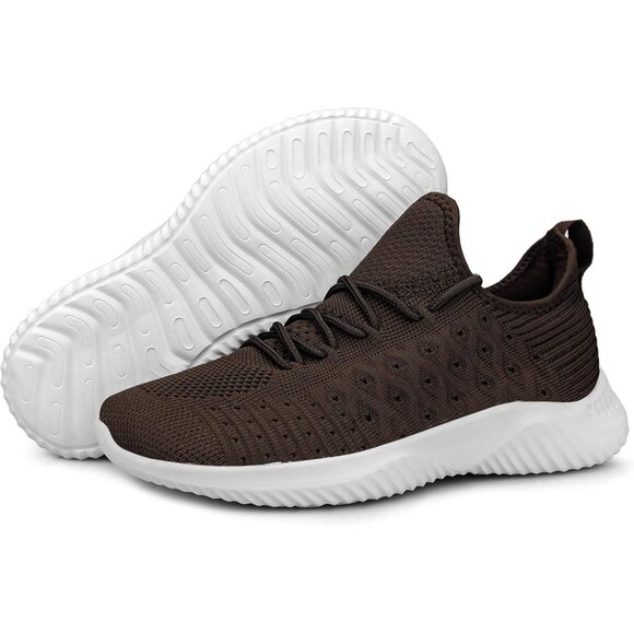 Women's Brown Slip-On Walking Shoes Lightweight Breathable Non-Slip Sneaker - Picture 4 of 6